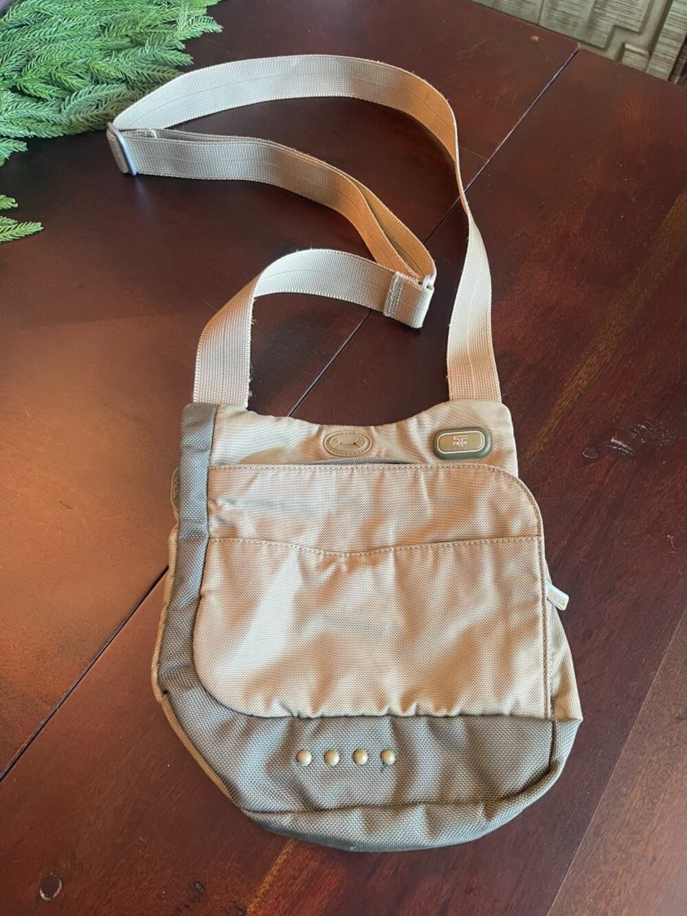 Tumi Tech Olive Green Nylon McKenna Crossbody Bag